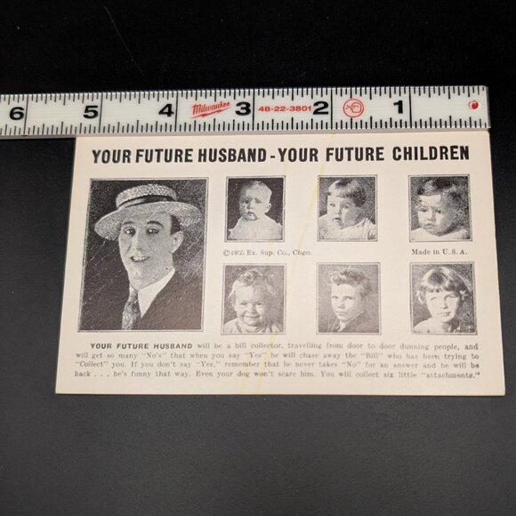 1935 Your Future Husband Your Future Children Fortune Telling Arcade Card, Humor - Picture 4 of 4